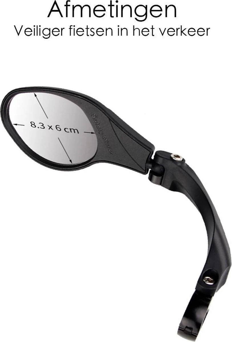 Merkloos Fietsspiegel Ebike Universeel - Zwart - Linker Spiegel - Verstelbaar - Universele Fietsspiegel - Fietsspiegel Op Stuur - Links - Fietsspiegel Achteruitkijk Spiegel - Fietsspiegels Electrische Fiets - Afbeelding 8