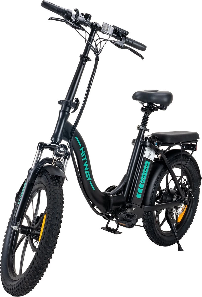 Hitway BK6 Elektrische Fiets | Opvouwbare E-bike | 20 Inch Fat Tire | 350W Motor | 10Ah | Zwart/Groen - Afbeelding 9