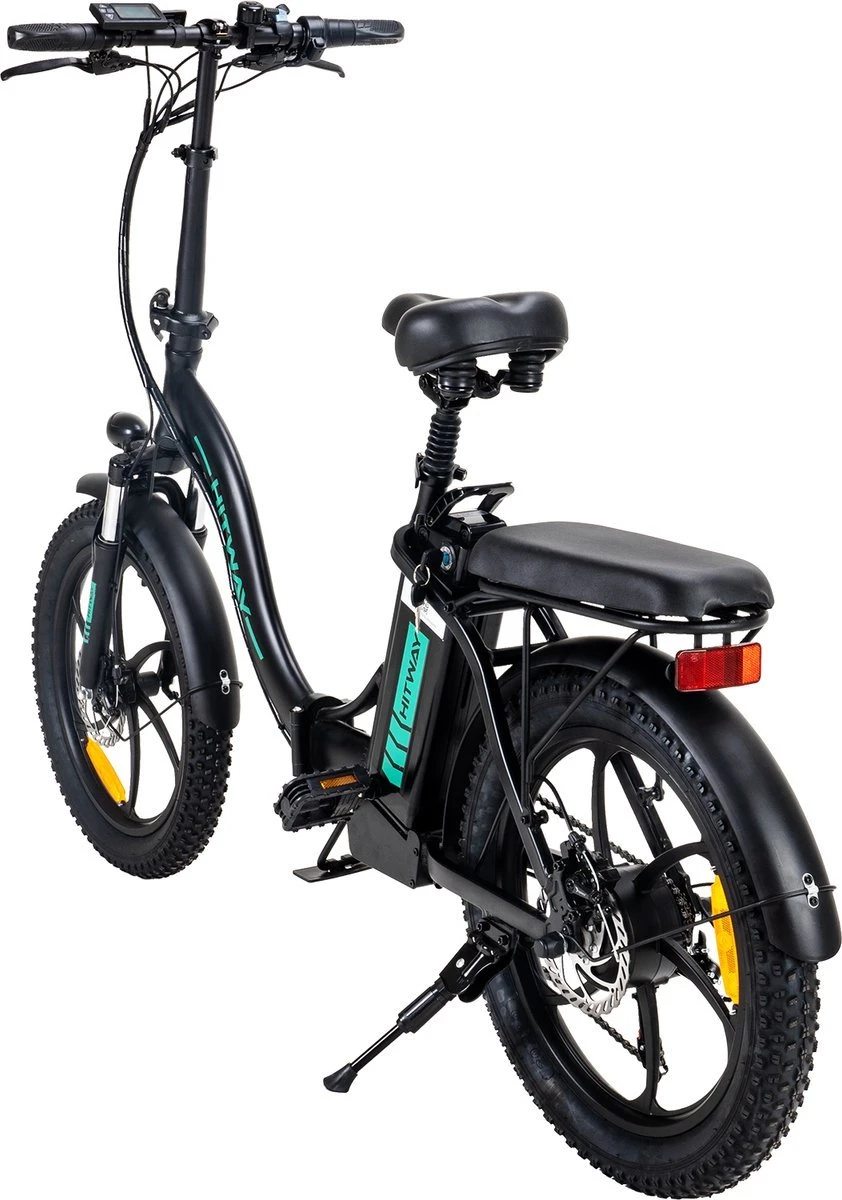Hitway BK6 Elektrische Fiets | Opvouwbare E-bike | 20 Inch Fat Tire | 350W Motor | 10Ah | Zwart/Groen - Afbeelding 3