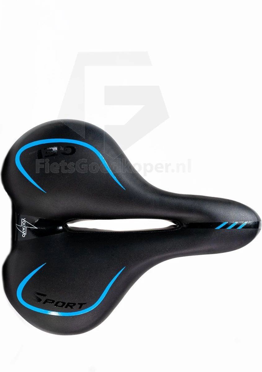 Voltano City / Tour Fietszadel - Comfortabel Gel Zadel - Met Uitsparing - Unisex - Zwart / Blauw - Elastomeren Vering Voor Extra Comfort - Afbeelding 7