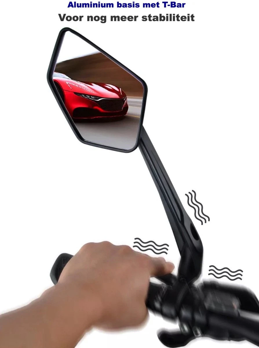 Beyond Gold - Fietsspiegel - Links - Reflectie Strip - E Step - Elektrische Fiets - Mountain Bike - Incl Grote Kijkhoek - Achteruitkijkspiegel - 360º Verstelbaar - Multifunctioneel - Incl Inbussleutel - Fiets Spiegel - Afbeelding 2