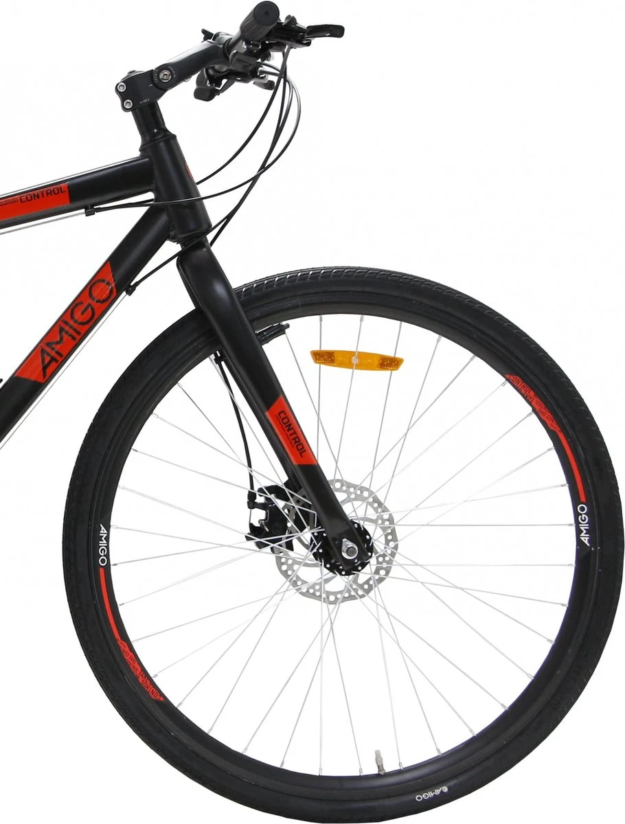Amigo Control - Mountainbike 28 Inch - Voor Dames En Heren - Met 21 Versnellingen - Zwart/Rood - Afbeelding 8