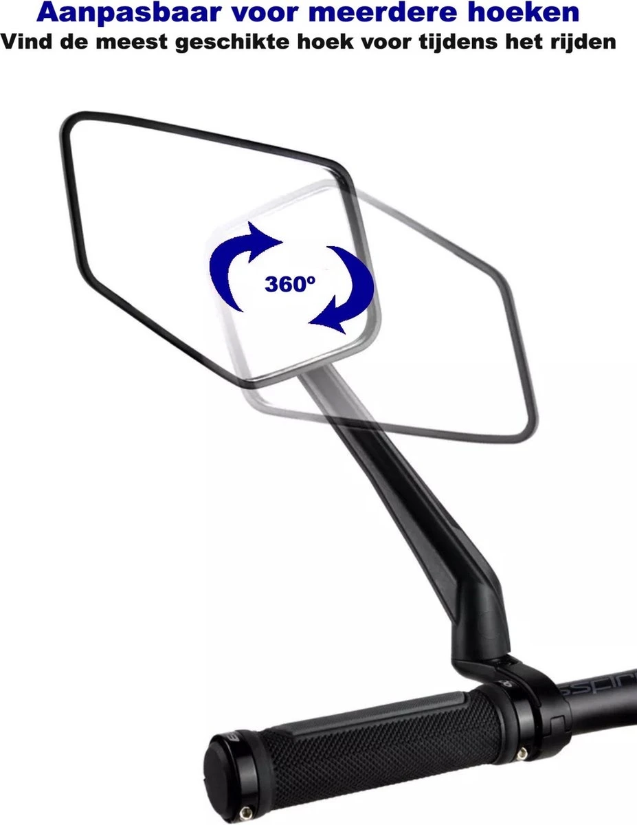 Beyond Gold - Fietsspiegel - Links - Reflectie Strip - E Step - Elektrische Fiets - Mountain Bike - Incl Grote Kijkhoek - Achteruitkijkspiegel - 360º Verstelbaar - Multifunctioneel - Incl Inbussleutel - Fiets Spiegel - Afbeelding 4