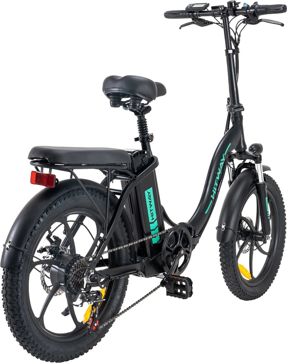 Hitway BK6 Elektrische Fiets | Opvouwbare E-bike | 20 Inch Fat Tire | 350W Motor | 10Ah | Zwart/Groen - Afbeelding 4