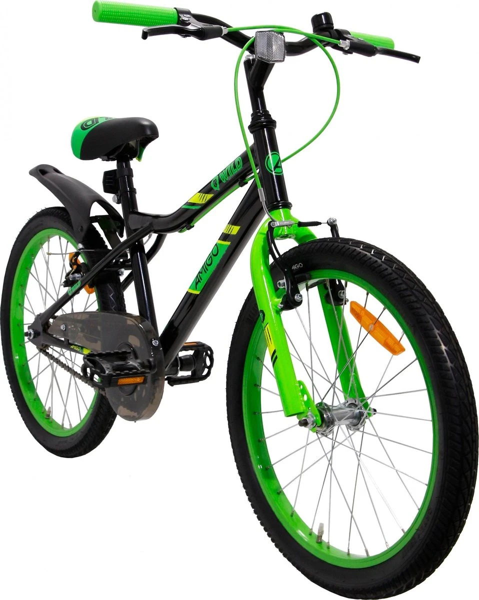 Amigo Wild - Mountainbike 20 Inch - Voor Jongens En Meisjes - Zwart/Groen - Afbeelding 2