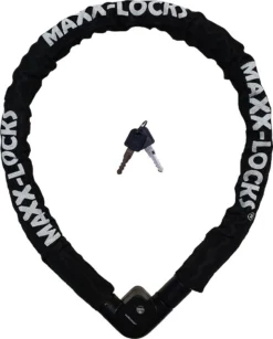 Maxx-Locks Bulls Kettingslot - Solid Pantserslot Uit Gehard Staal - Gebruik Slot Lock Motor Scooter Fiets Motorslot Scooterslot - Alternatief Voor Ketting Ringslot Cijferslot Kabelslot Beugelslot - Lengte 100CM Dikte 8MM - Zwart