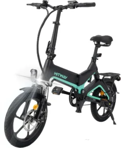Merkloos Hitway 14F005 Elektrische Fiets E-bike | Opvouwbaar | 250W Motor | 7.5Ah | 16" | Zwart / Groen