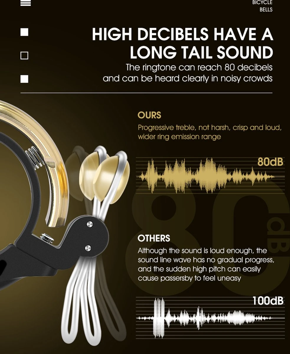 Fietsbel Goud Voor Racefiets Fiets Scooter En Motor - Mountainbike Accesoires En Wielrennen - Wielersport En Motorsport - Afbeelding 3