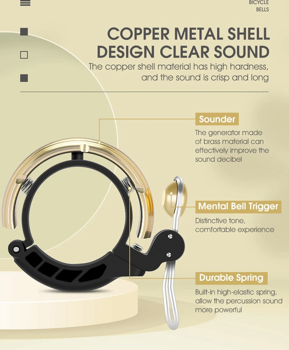 Fietsbel Goud Voor Racefiets Fiets Scooter En Motor - Mountainbike Accesoires En Wielrennen - Wielersport En Motorsport - Afbeelding 7