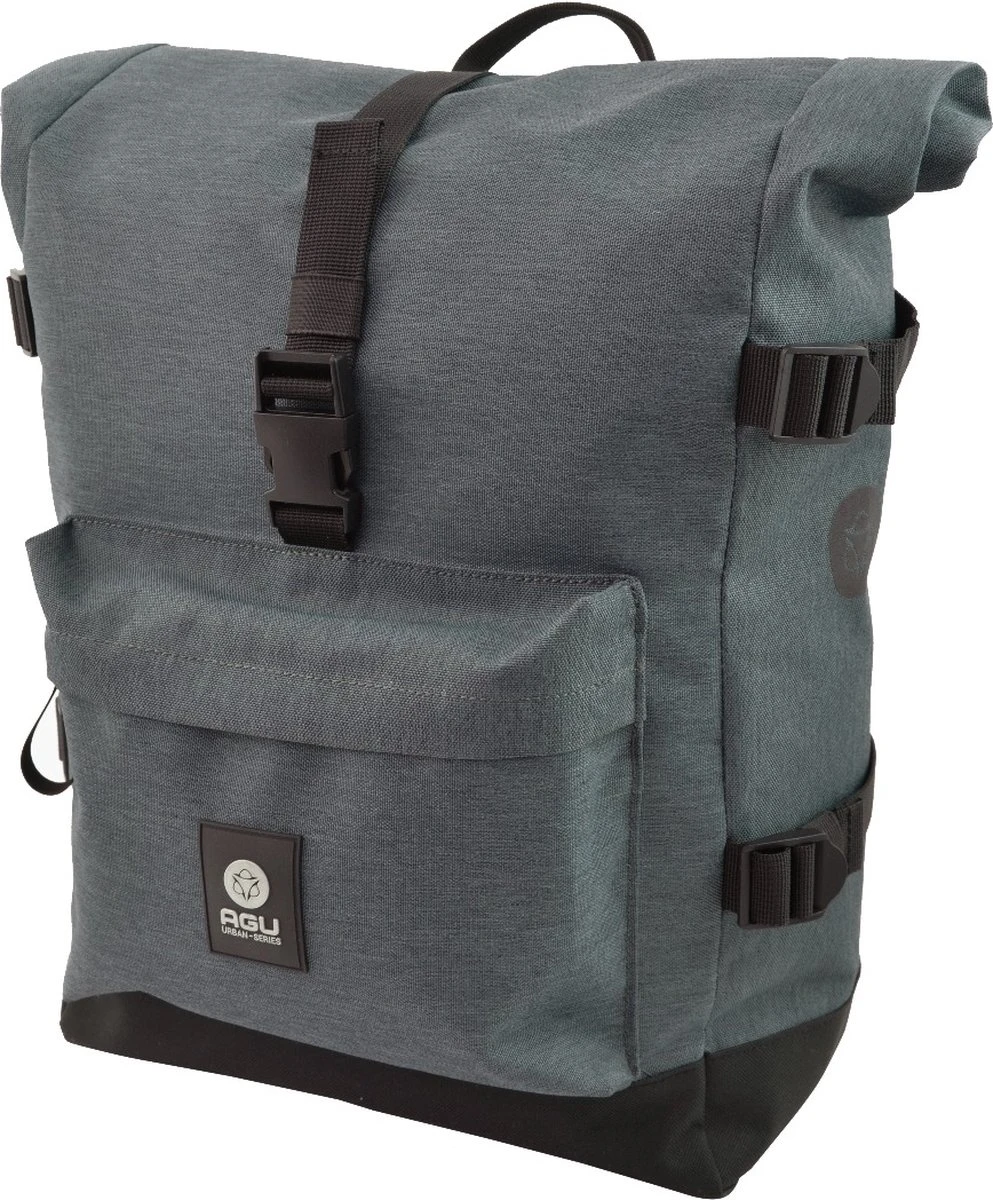 AGU Urban H2O Roll-Top Enkele Fietstas - Tas Met Afneembare Schouderriem - 3M Reflectie - Waterdicht - 14 Liter - Grijs
